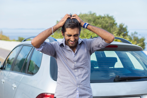 man upset about car accident