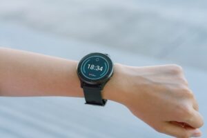 wearable smart watch on individuals wrist