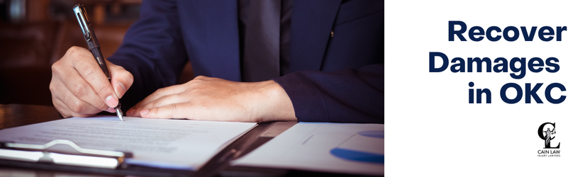 branded image with background of lawyer reviewing damages recoverable