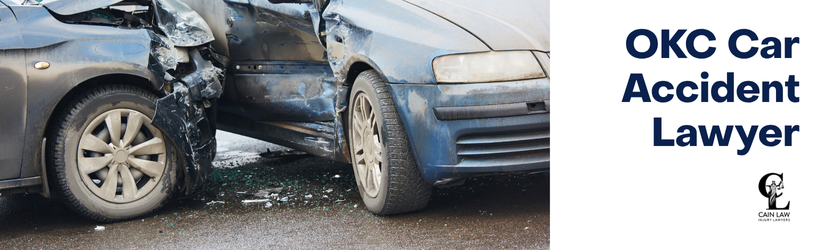 branded image with background of two blue cars in an accident
