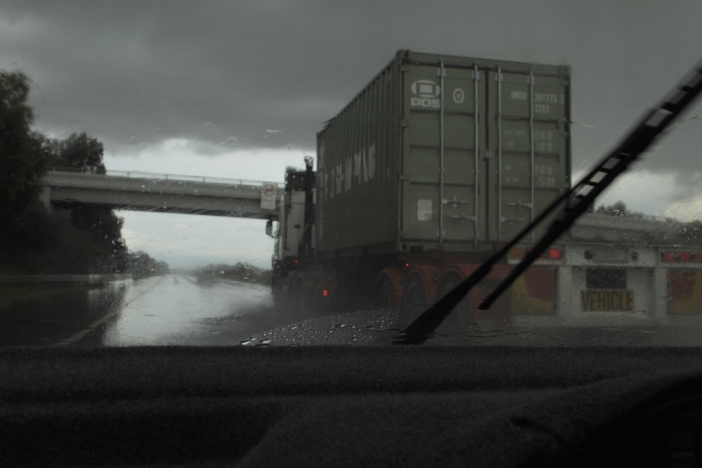semi truck before car accident in bad weather in Tulsa Oklahoma