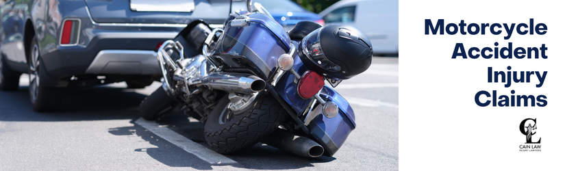 branded with image of motorcycle and car accident